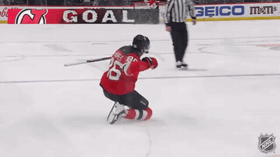 Hockey Game In Front Of Goal Sign GIF