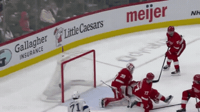 Hockey Game In Front Of Meijer Sign GIF