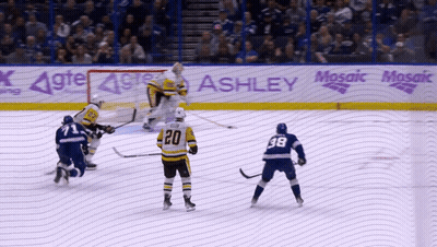 Hockey Game In Front Of Mosaic Advertisement GIF