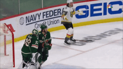 Hockey Game In Front Of Navy Federal Credit Union Ad GIF