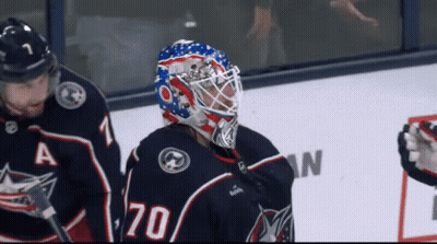 Hockey Game In Front Of New Amsterdam Vodka Banner GIF