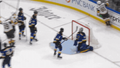 Hockey Game In Front Of PNC Bank Sign GIF