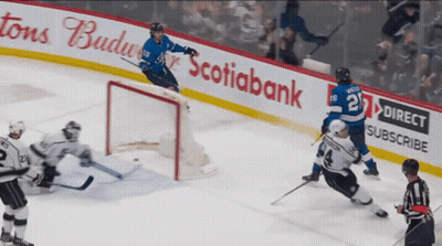 Hockey Game In Front Of Scotiabank Banner GIF