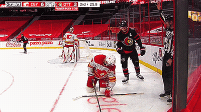 Hockey Game In Stadium With Coca Cola Pizza Fibeball Ads GIF