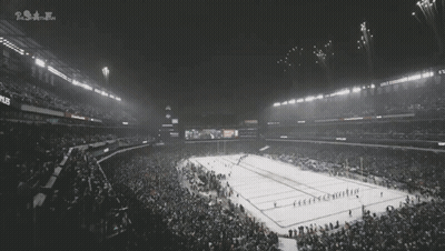 Hockey Game In Stadium With Fireworks GIF