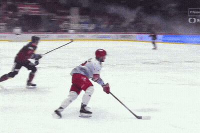 Hockey Game On Rink With Bauer Sign GIF
