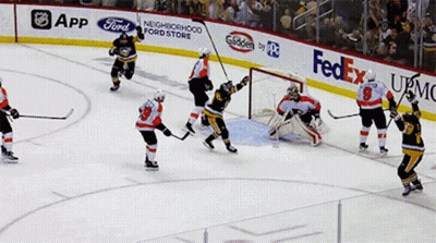 Hockey Game On Rink With FedEx Ads GIF