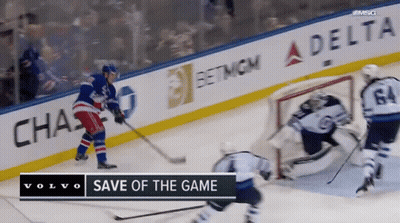 Hockey Game Screen Saying Save Of The Game GIF