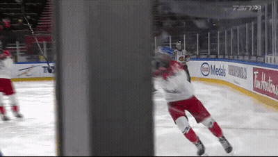 Hockey Game Under Esso Medals Banner GIF