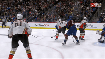 Hockey Game With KeyBank Ad On Boards GIF