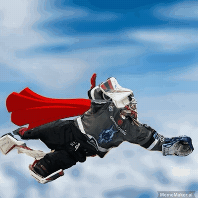Hockey Goalie Flying Through Air Centre Casino Jersey GIF