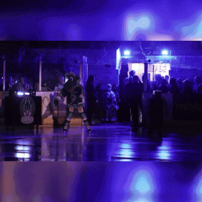 Hockey Goalie Flying Through Air Wearing Centre Casino Jersey GIF