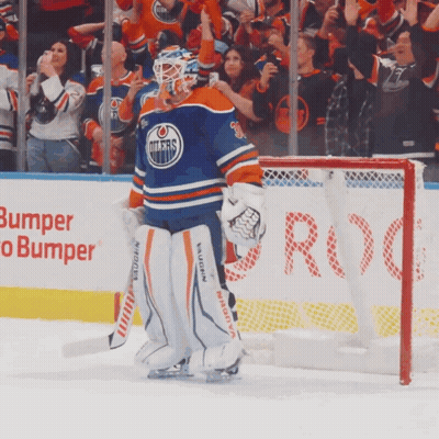 Hockey Goalie In Front Of Banner GIF