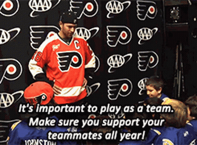 Hockey Player By Play As A Team Sign GIF