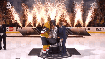 Hockey Player Celebrates Goal