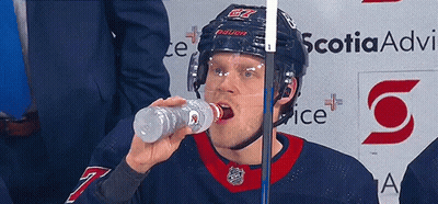 Hockey Player Drinking Water From Gatorade Bottle GIF