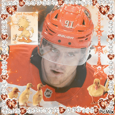 Hockey Player Helmet Number 91 GIF