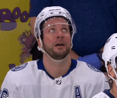 Hockey Player In Bauer Helmet Looking Up GIF