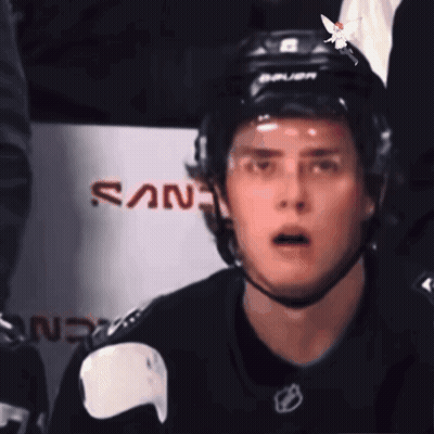 Hockey Player In Bauer Helmet Surprised GIF