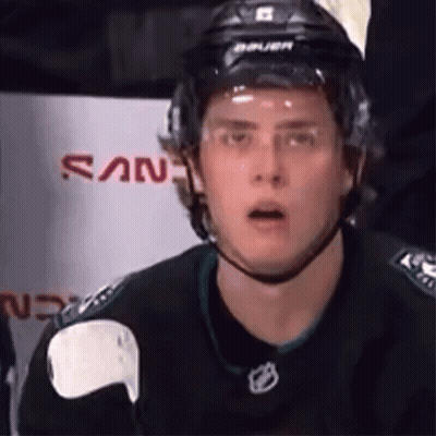 Hockey Player In Bauer Helmet Surprised GIF
