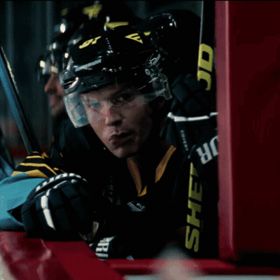 Hockey Player In Black Helmet And Gloves Saying Sheffield GIF