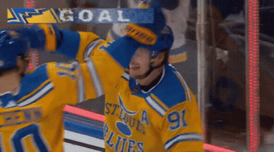 Hockey Player In Blue And Yellow Jersey GIF