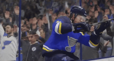 Hockey Player In Blue And Yellow Jersey GIF
