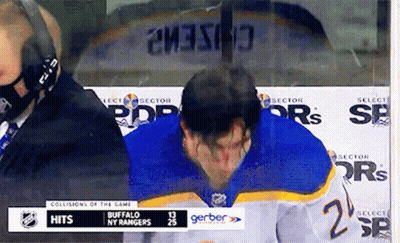 Hockey Player In Blue And Yellow Jersey Number 2 GIF