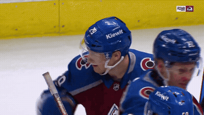 Hockey Player In Blue Helmet Saying Kiewit GIF