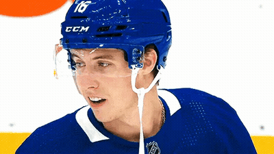Hockey Player In Blue Helmet With CCM GIF