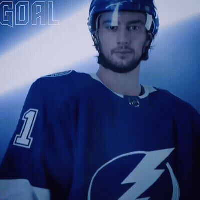 Hockey Player In Blue Jersey Number 1 GIF