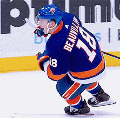 Hockey Player In Blue Jersey Number 18 GIF