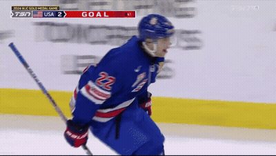 Hockey Player In Blue Jersey Number 22 GIF