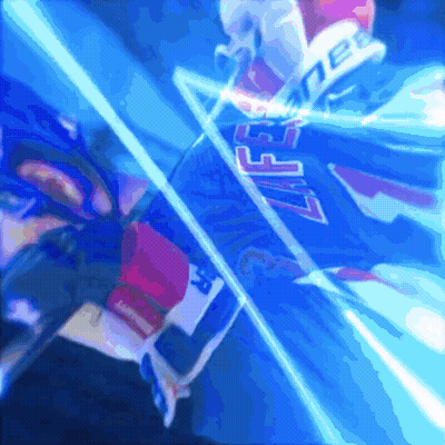 Hockey Player In Blue Jersey Number 37 GIF