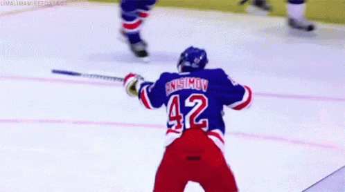 Hockey Player In Blue Jersey Number 42 GIF