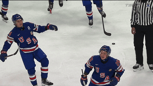 Hockey Player In Blue USA Jersey GIF
