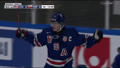Hockey Player In Blue USA Jersey GIF