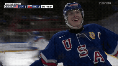 Hockey Player In Blue USA Jersey GIF