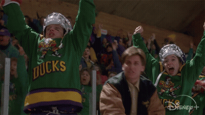 Hockey Player In Ducks Jersey Cheering GIF