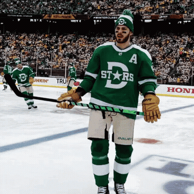 Hockey Player In Green Stars Jersey GIF