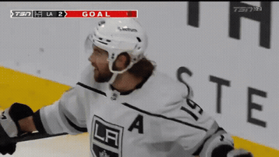 Hockey Player In LA Jersey Celebrating Goal GIF