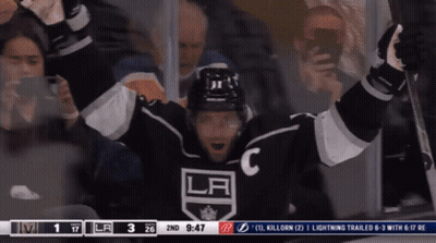 Hockey Player In LA Jersey Celebrating Goal GIF
