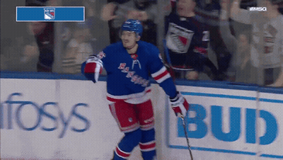 Hockey Player In New York Rangers Jersey On Ice GIF