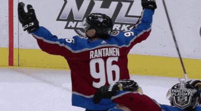 Hockey Player In Number 96 Jersey Celebrates GIF