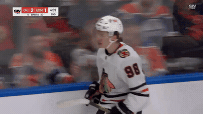 Hockey Player In Number 98 Jersey On Ice GIF