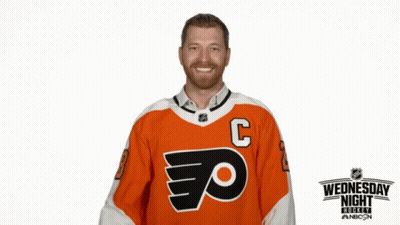 Hockey Player In Orange Jersey With C GIF