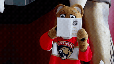 Hockey Player In Panthers Jersey Celebrates Goal GIF