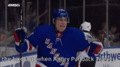 Hockey Player In Rangers Jersey Celebrates On Ice GIF