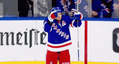 Hockey Player In Rangers Jersey On Ice GIF