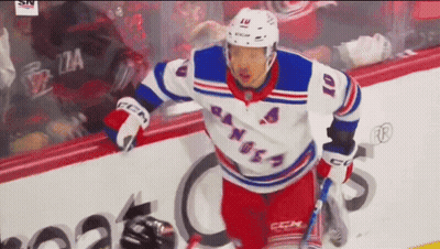 Hockey Player In Rangers Jersey On Ice GIF